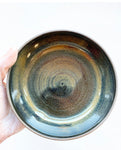 Dark Brown Stoneware Bowl - Goldenrod Glaze