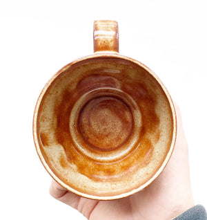 Buff Cappuccino / Coffee / Tea Cup with Modulated Rust Glaze
