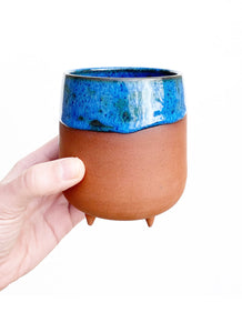 Terra Red Stoneware Wine Cup - Blue Surf