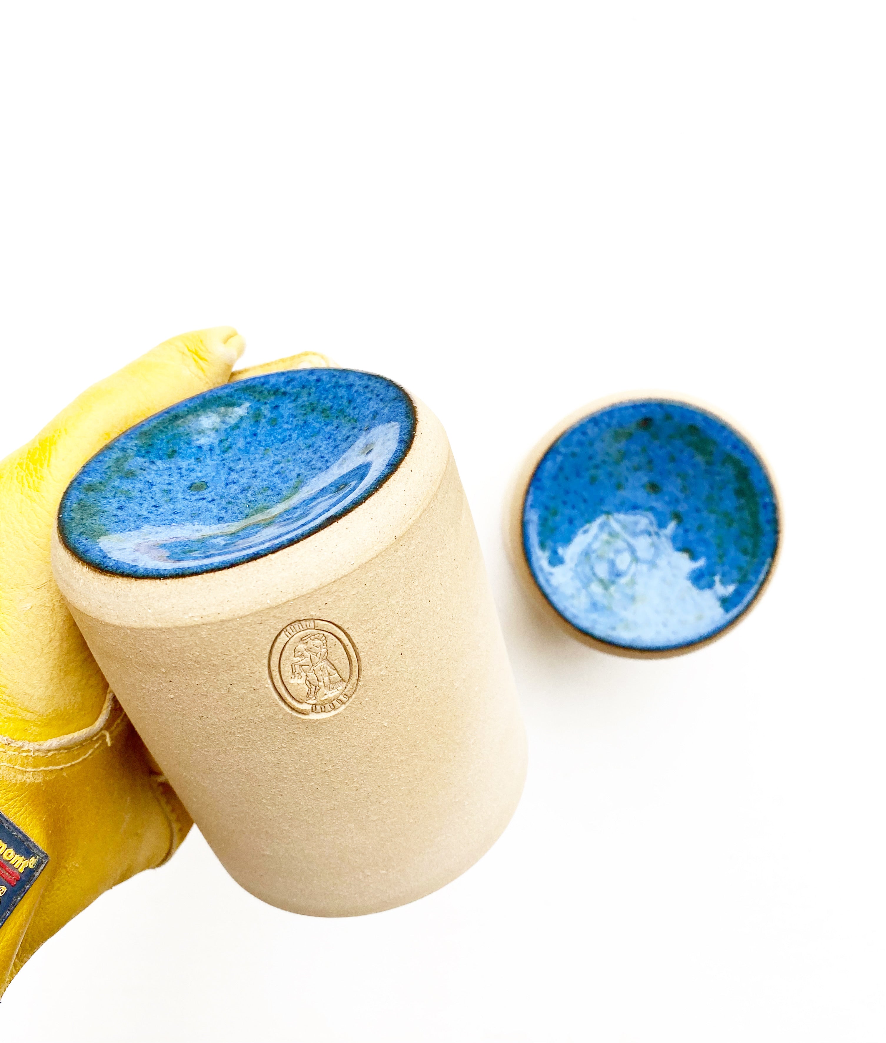 Buff Stoneware Oil Burner - Blue Surf