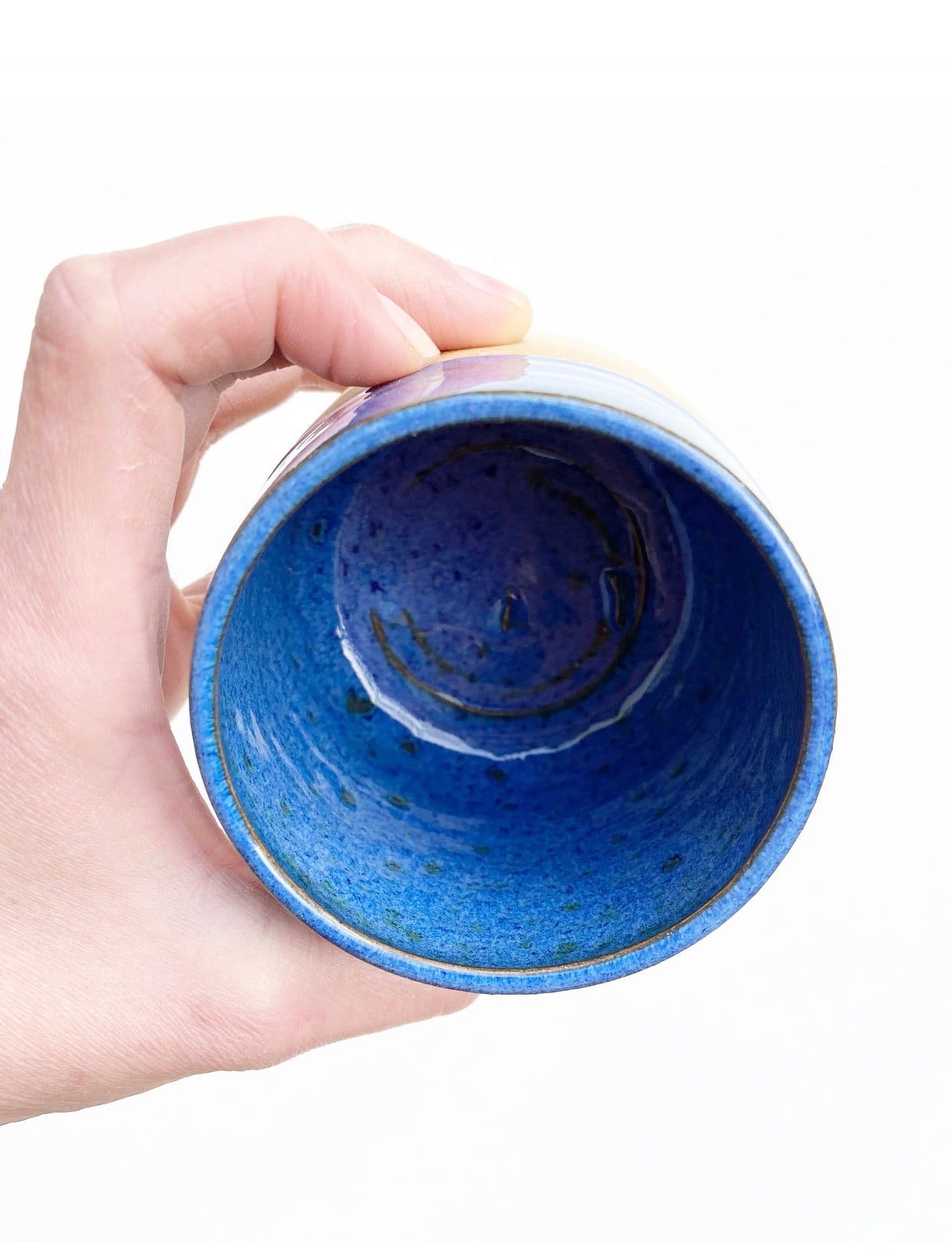 Buff Stoneware Wine Cup - Blue Surf