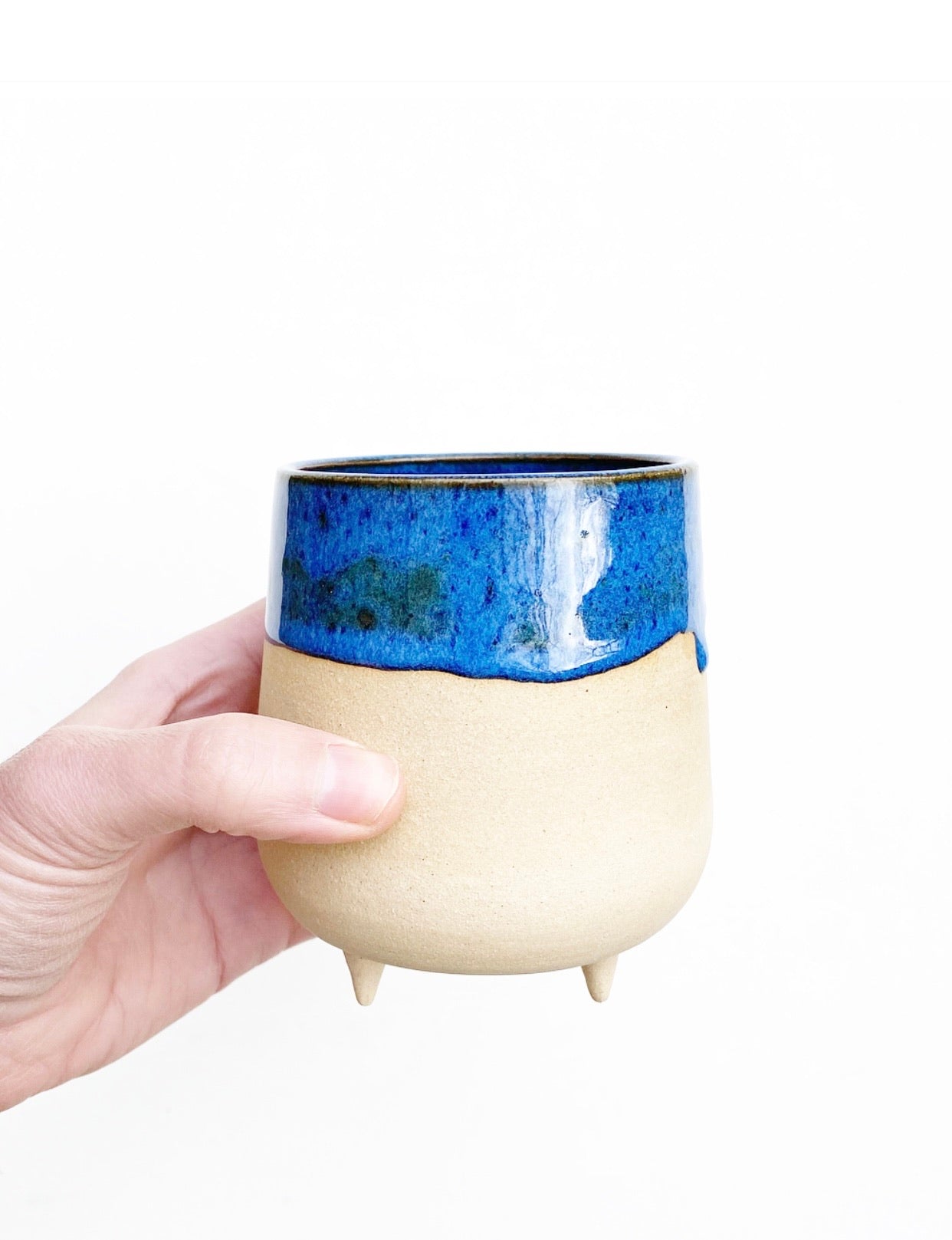 Buff Stoneware Wine Cup - Blue Surf