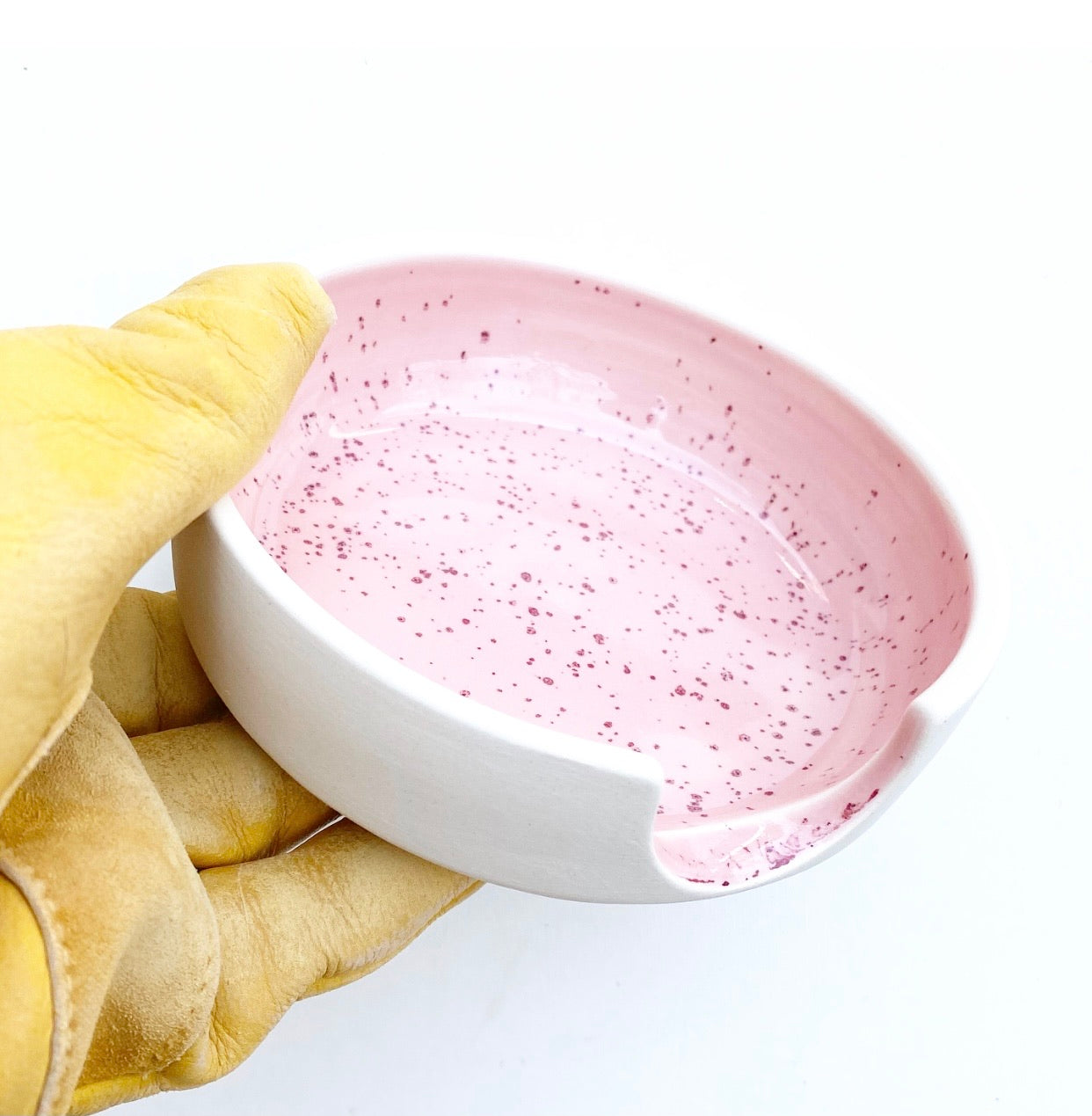 White Stoneware Spoon Rest - Speckled Pink
